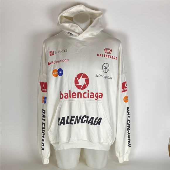 BALENCIAGA DISTRESSED TOP LEAGUE HOODIE UNISEX SIZE 4
